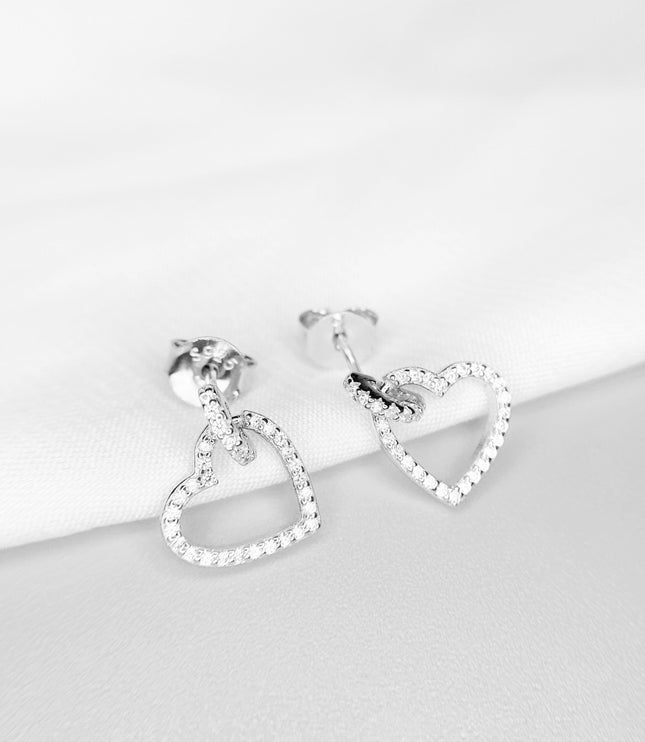 Xclusive Jewelry Earrings Stud Earring Heart Pave Charm Silver Stud Earrings 3