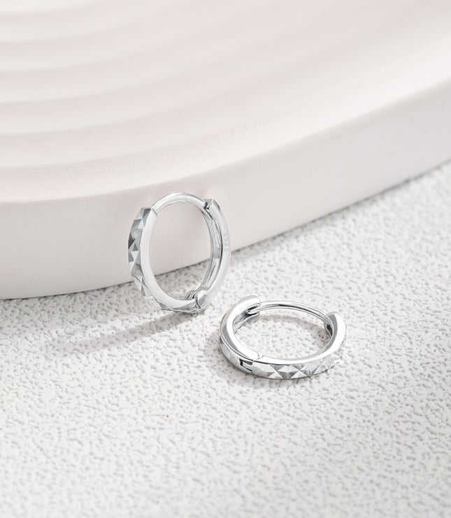 Xclusive Jewelry Earrings Huggie Hoop Earring Silver Diamond Cut Huggie Hoop Earrings 3