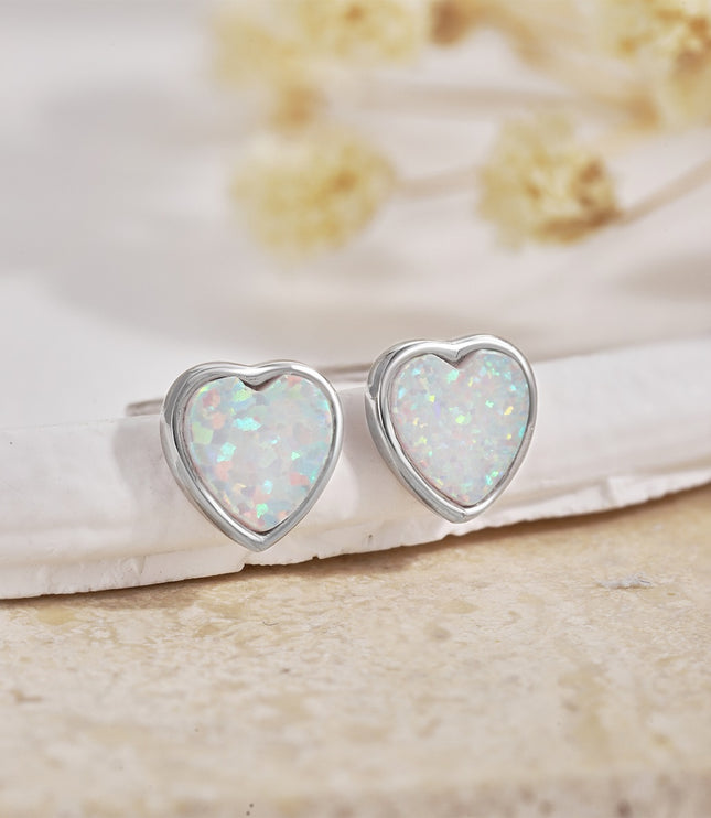 Xclusive Jewelry Earrings Stud Earring Silver Moonstone Heart Stud Earrings 4