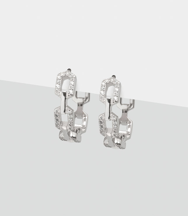 Xclusive Jewelry Earrings Hoop Earring Crystal Silver Chain Hoop Earrings 1