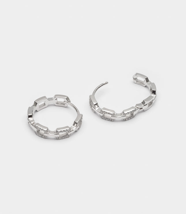 Xclusive Jewelry Earrings Hoop Earring Crystal Silver Chain Hoop Earrings 2