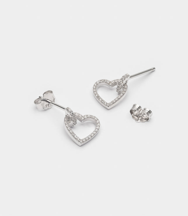 Xclusive Jewelry Earrings Stud Earring Heart Pave Charm Silver Stud Earrings 1