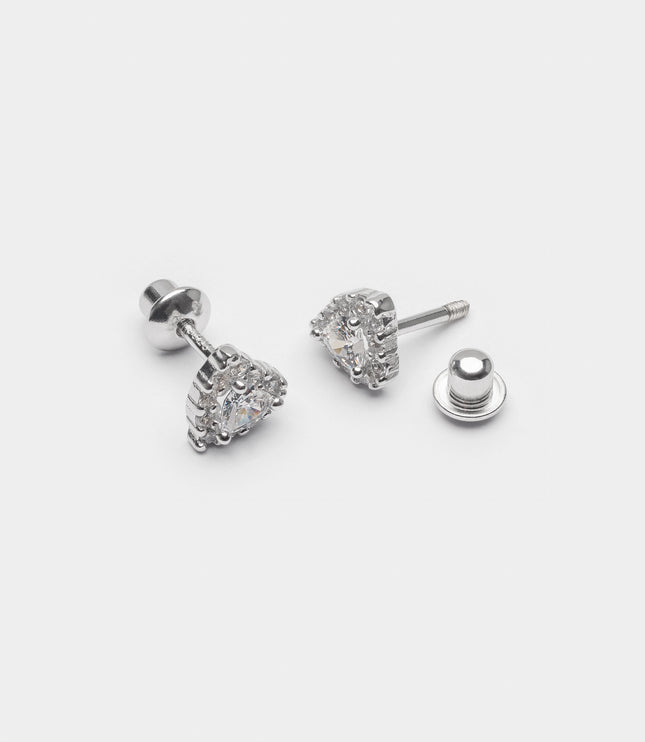 Xclusive Jewelry Earrings Stud Earring Pave Heart Silver Stud Earrings 2