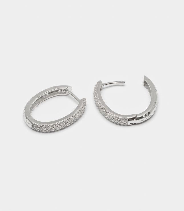 Xclusive Jewelry Earrings Hoop Earring Pave Bold Medium Silver Hoop Earrings 2