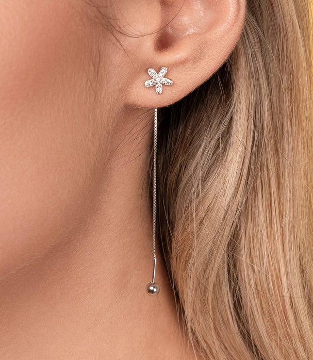 Xclusive Jewelry Earrings Riviere Earring Pave Flower Riviere Silve Earrings close 2