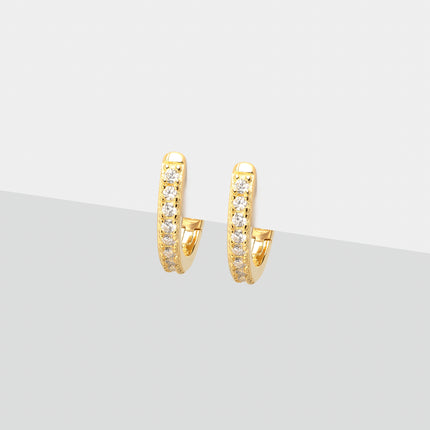 Xclusive Jewelry Earrings Huggie Hoop Earring Pave Gold Huggie Hoop Earrings 1