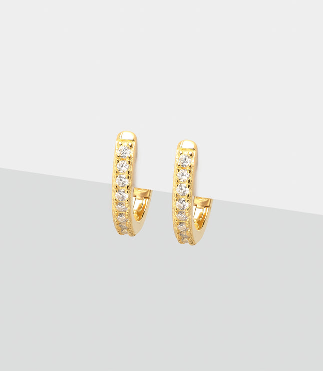 Xclusive Jewelry Earrings Huggie Hoop Earring Pave Gold Huggie Hoop Earrings 1
