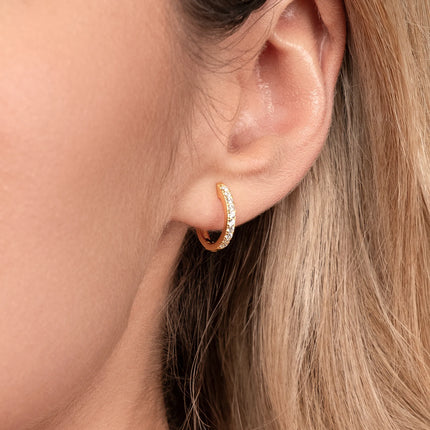 Xclusive Jewelry Earrings Huggie Hoop Earring Pave Gold Huggie Hoop Earrings close 2