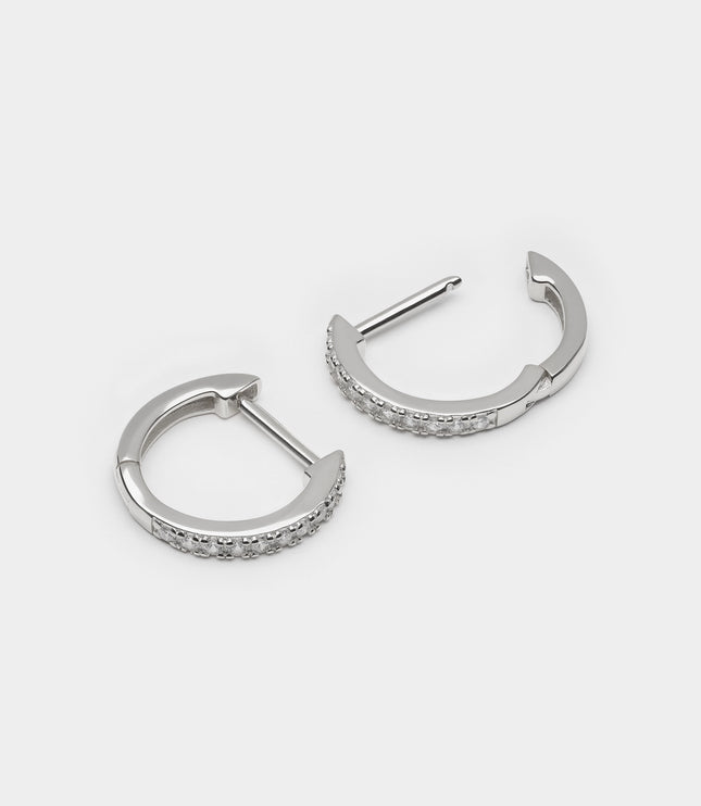 Xclusive Jewelry Earrings Huggie Hoop Earring Pave Silver Huggie Hoop Earrings 2