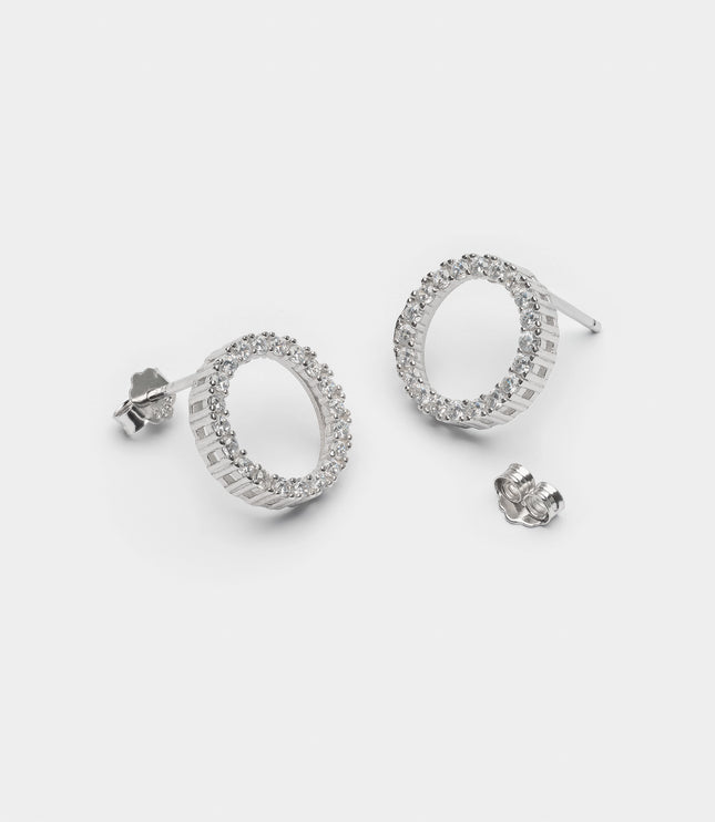 Xclusive Jewelry Earrings Stud Earring Round Pave Silver Stud Earrings 2
