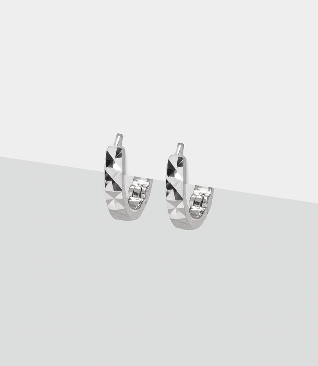 Xclusive Jewelry Earrings Huggie Hoop Earring Silver Diamond Cut Huggie Hoop Earrings 1