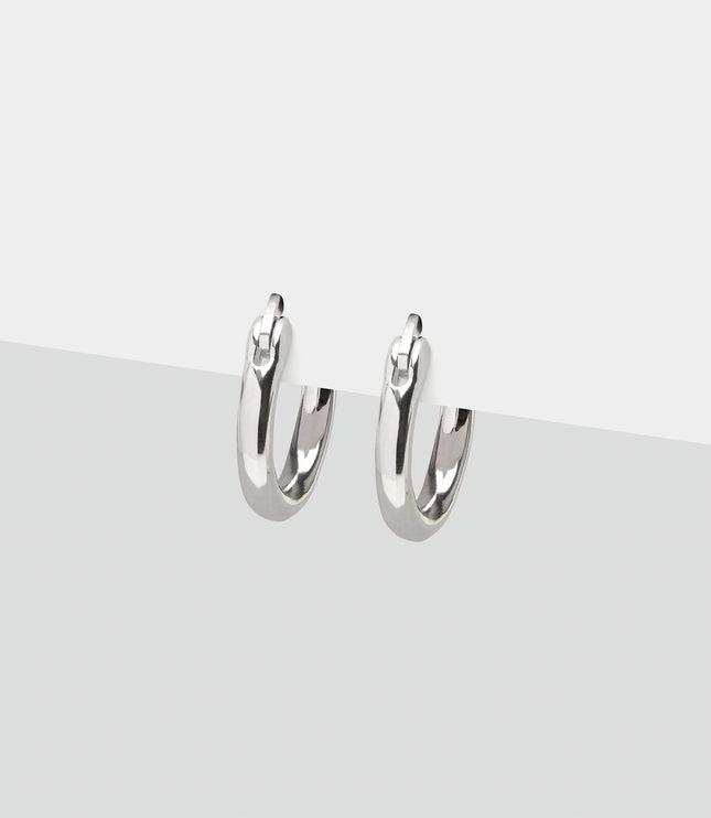 Xclusive Jewelry Earrings Huggie Hoop Earring Pave Silver Medium Huggie Hoop Earrings 1