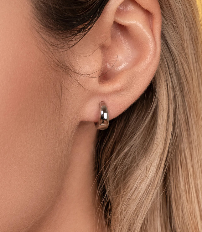 Xclusive Jewelry Earrings Mini Huggie Hoop Earring Silver Mini Huggie Hoop Earrings close 2