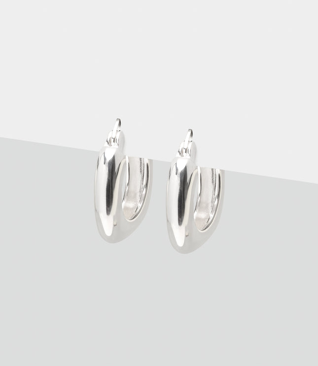 Xclusive Jewelry Earrings Hoop Earring Square Chunky Silver Hoop Earrings 1