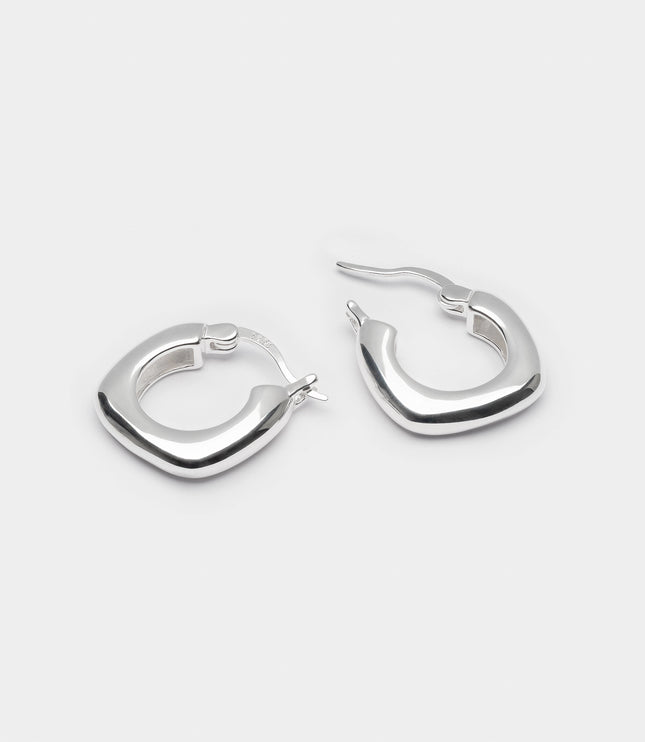 Xclusive Jewelry Earrings Hoop Earring Square Chunky Silver Hoop Earrings 2