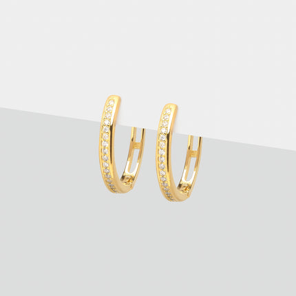 Xclusive Jewelry Earrings Hoop Earring White Crystal Medium Gold Hoop Earrings 1
