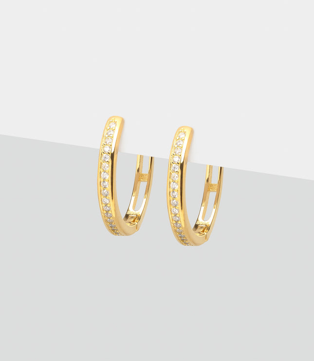 Xclusive Jewelry Earrings Hoop Earring White Crystal Medium Gold Hoop Earrings 1