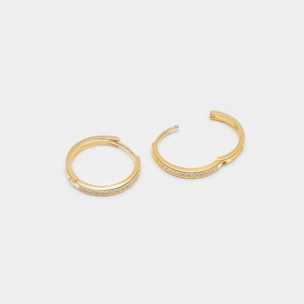Xclusive Jewelry Earrings Hoop Earring White Crystal Medium Gold Hoop Earrings 2