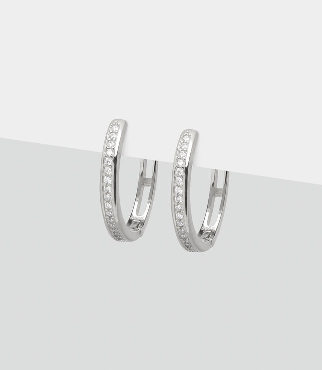 Xclusive Jewelry Earrings Hoop Earring White Crystal Medium Silver Hoop Earrings 1
