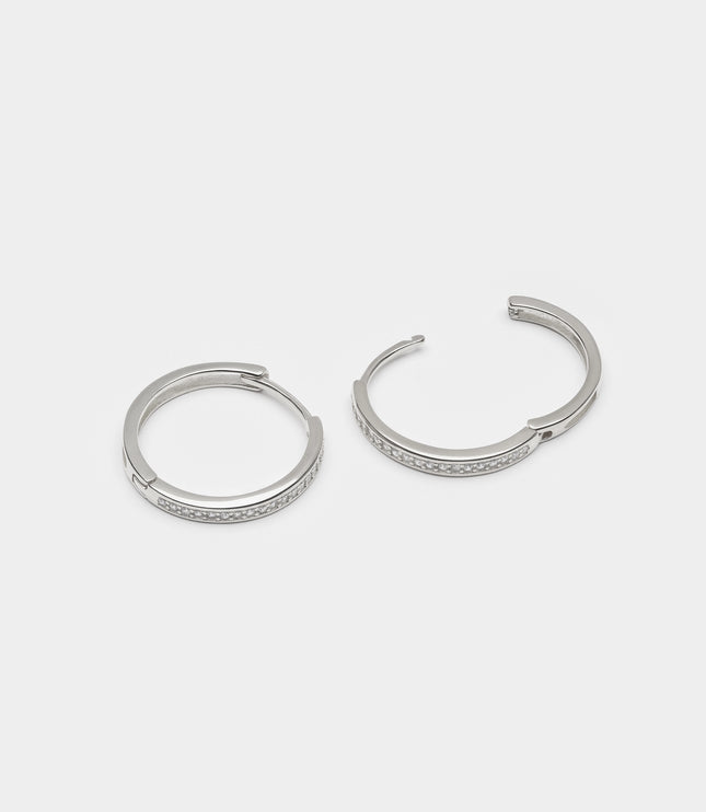 Xclusive Jewelry Earrings Hoop Earring White Crystal Medium Silver Hoop Earrings 2