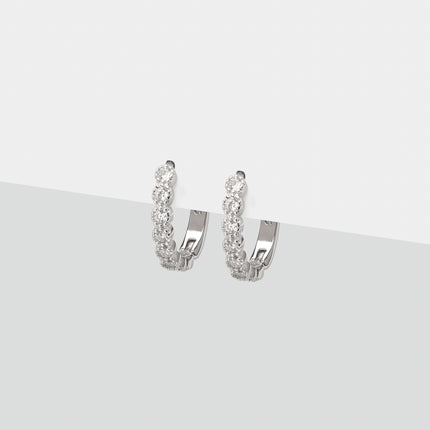Xclusive Jewelry Earrings Huggie Hoop Earring White Crystal Silver Huggie Hoop Earrings 1