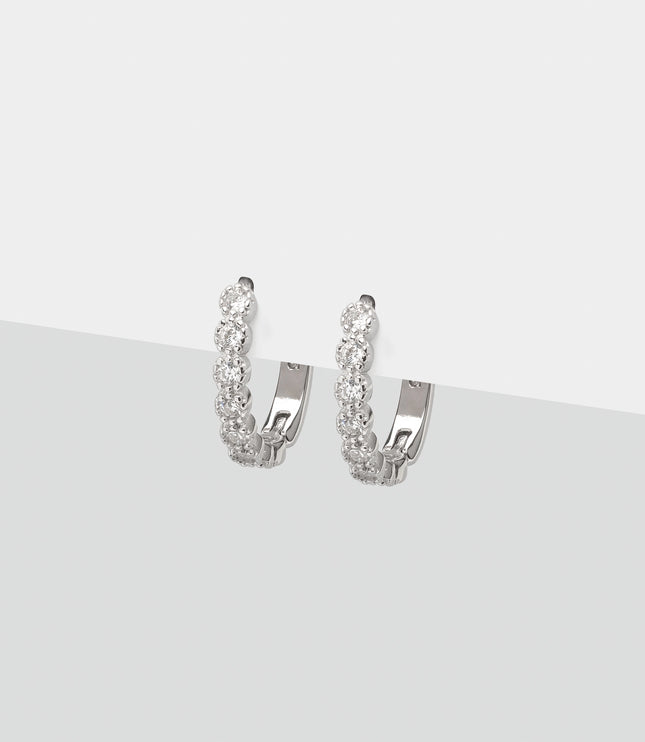 Xclusive Jewelry Earrings Huggie Hoop Earring White Crystal Silver Huggie Hoop Earrings 1
