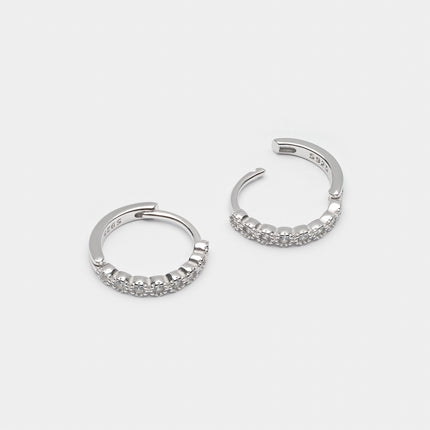 Xclusive Jewelry Earrings Huggie Hoop Earring White Crystal Silver Huggie Hoop Earrings 2