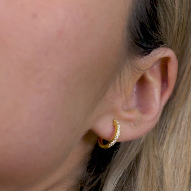 Xclusive Jewelry Earrings Huggie Hoop Earring Pave Gold Huggie Hoop Earrings