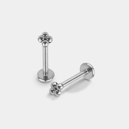 4 Mini Cluster Labret Titanium Flat Back Earrings