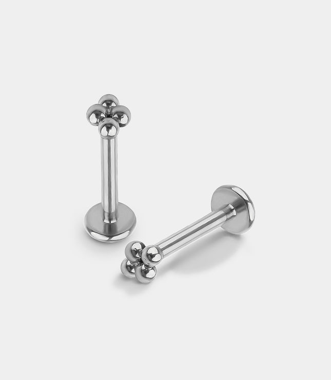 4 Mini Cluster Labret Titanium Flat Back Earrings