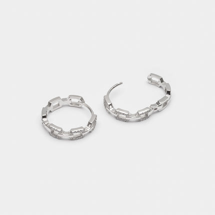 Xclusive Jewelry Earrings Hoop Earring Crystal Silver Chain Hoop Earrings 2