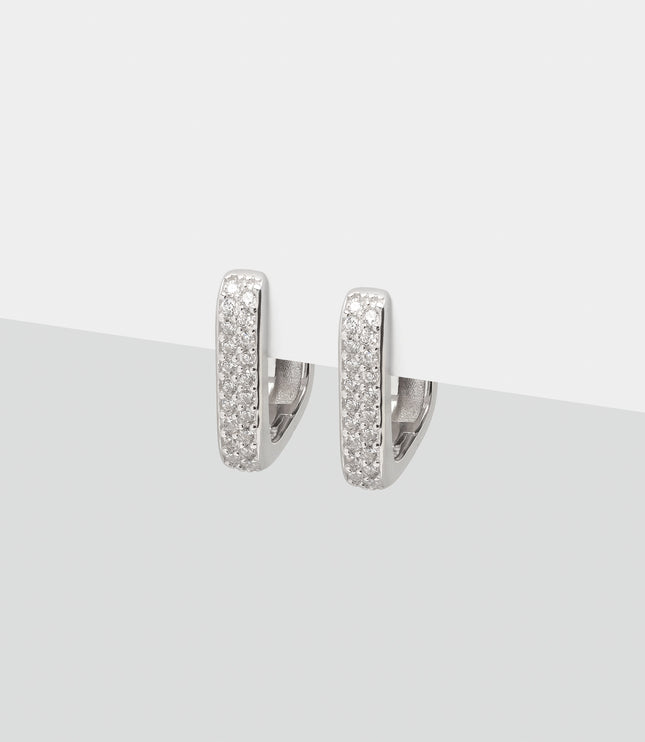 Xclusive Jewelry Earrings Huggie Hoop Earring Pave Bold Square Huggie Hoop Earrings 1